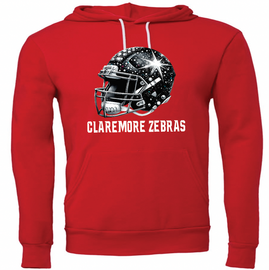 Claremore Zebras rhinestone helmet hoodie