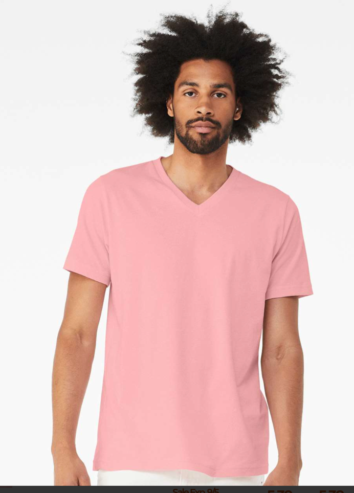 BELLA + CANVAS - Jersey V-Neck Tee - 3005 Pink