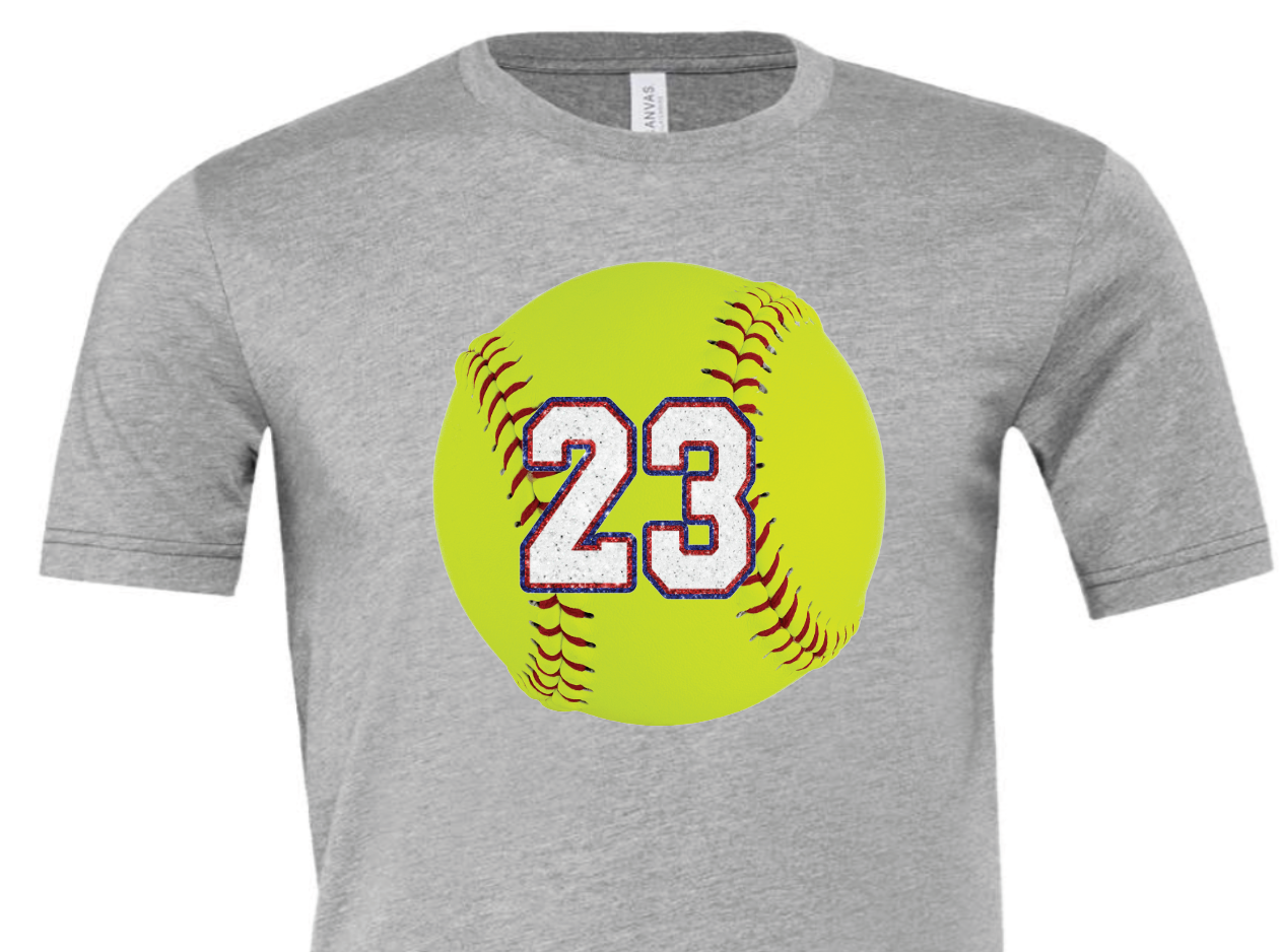 Adult softball with number