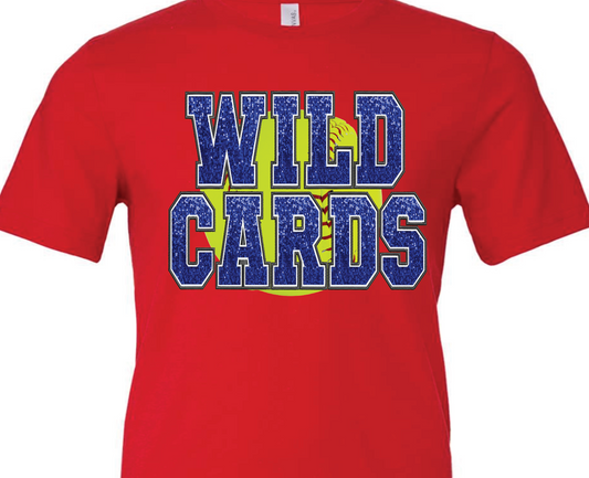 Adult faux sequin WILD CARDS over softball