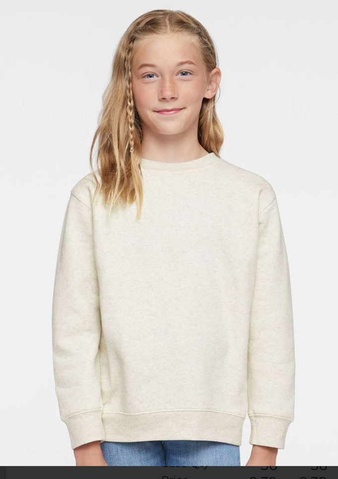 LAT - Youth Elevated Fleece Crewneck Sweatshirt - 2225 Natural Heather