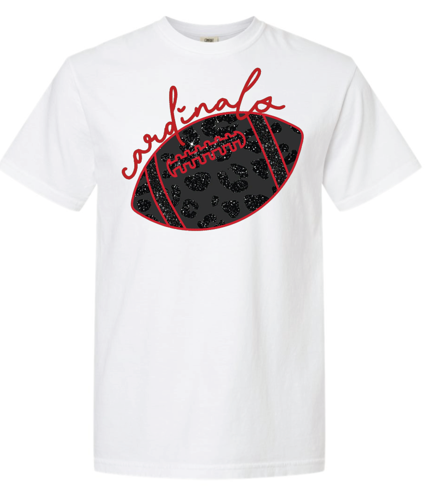 Cardinals - black leopard football with red on white