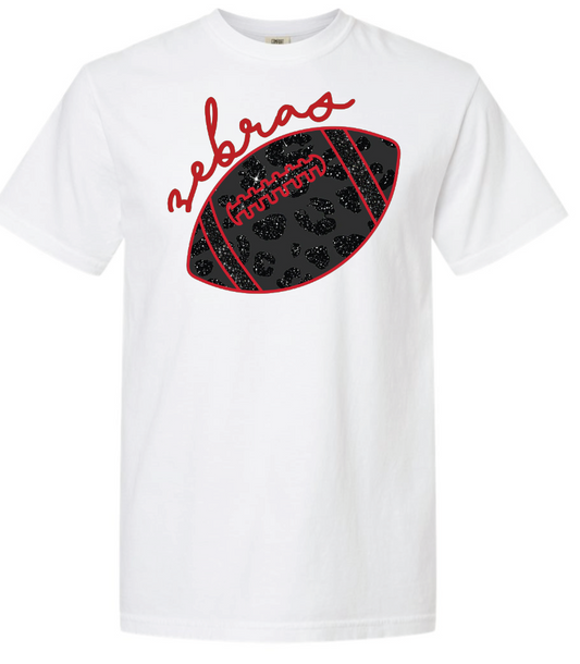 Zebras - black leopard football with red on white