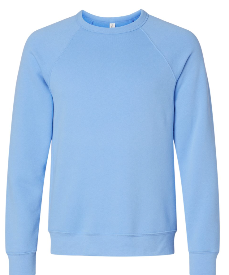 BELLA + CANVAS - Sponge Fleece Raglan Crewneck Sweatshirt - 3901 Carolina Blue