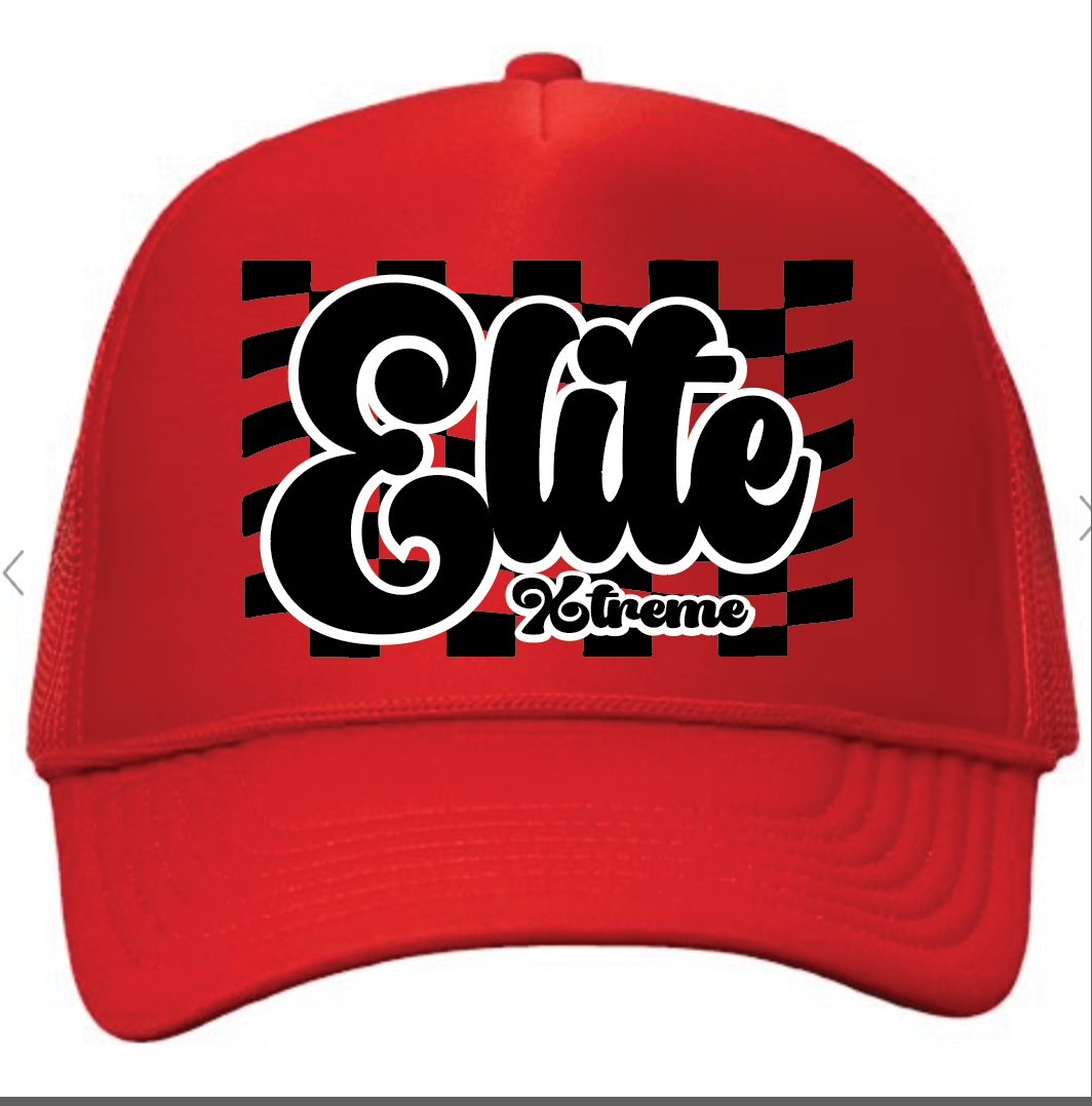 Elite Xtreme retro with checked background trucker hat