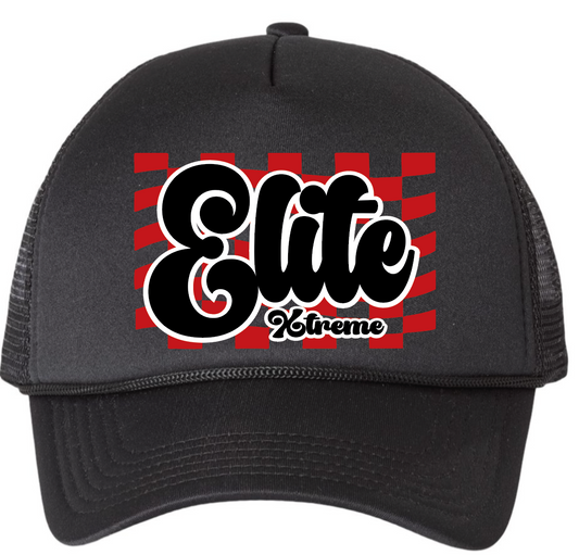 Elite Xtreme retro with checked background trucker hat