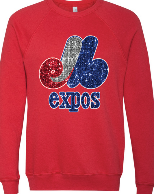 Expos faux sequin logo red/ash