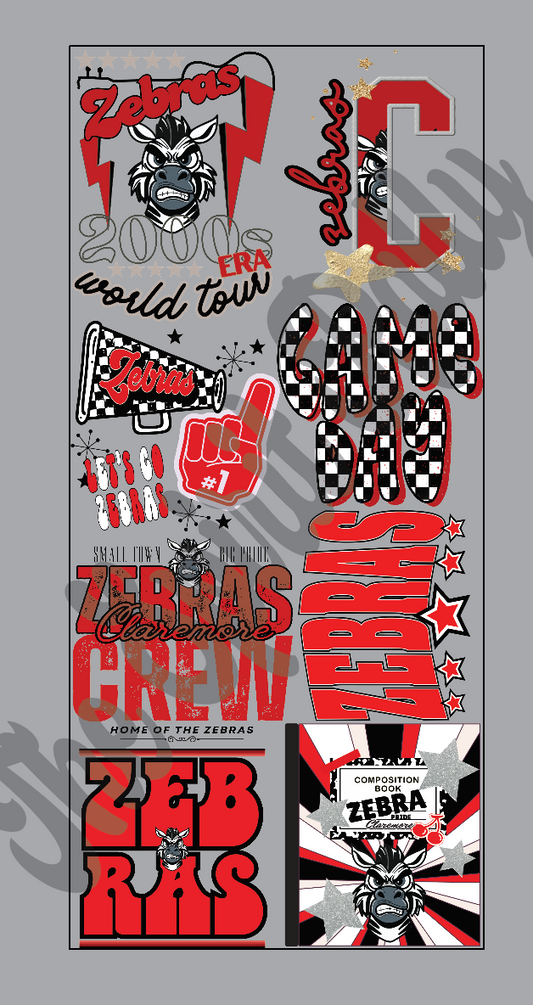 Claremore Zebras prebuilt 48" gang sheet