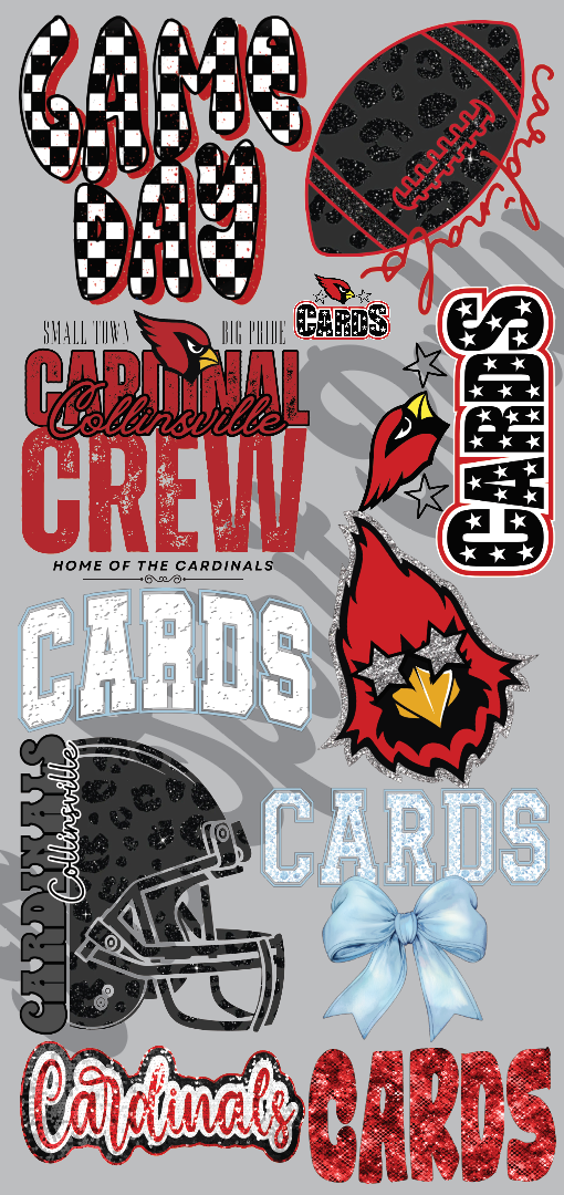 Collinsville Cardinals prebuilt 48" gang sheet