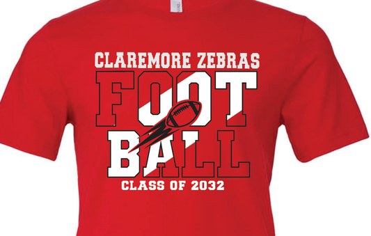 YOUTH Claremore 6th grade split football t-shirt