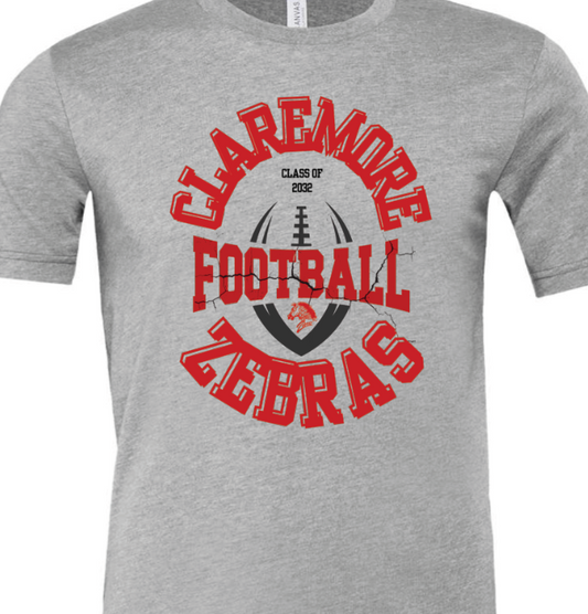 Adult Claremore 6th grade football background tshirt
