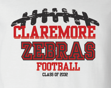 YOUTH white hoodie Claremore 6th Grade football laces