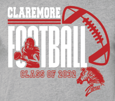 Adult grey Claremore 6th grade football  player inlay sweatshirt