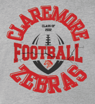 Adult grey Claremore 6th grade football  background sweatshirt