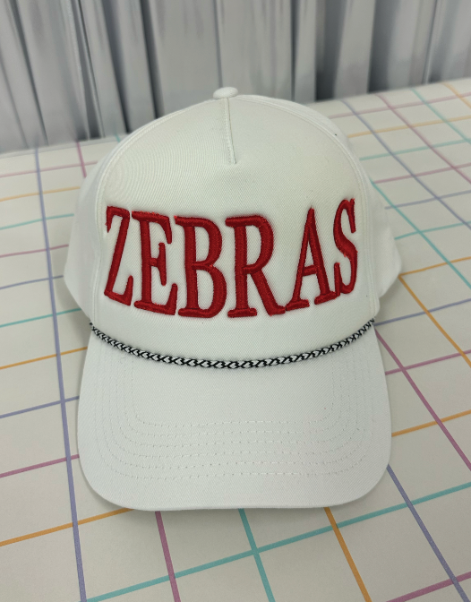 CZ 5th grade embroidered white rope hat - ZEBRAS