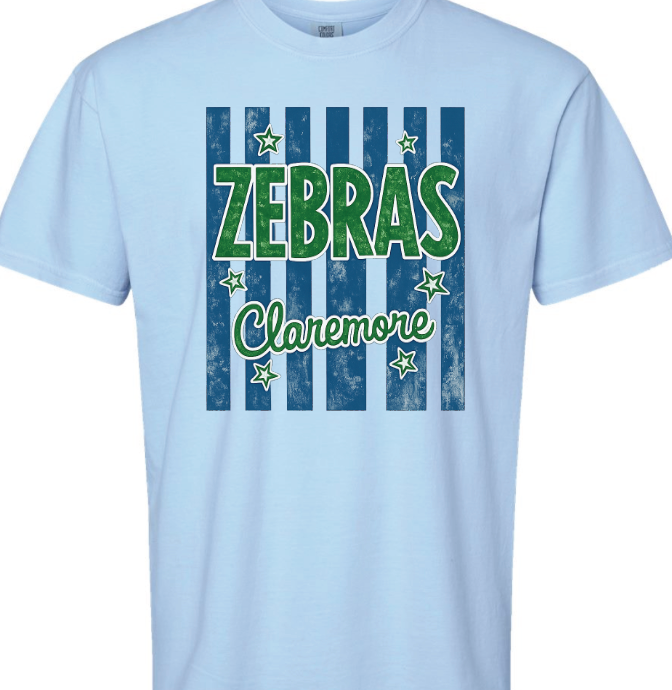 CES - light blue Claremore Zebras stripe