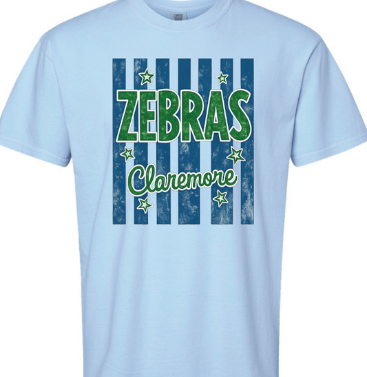CES - light blue Claremore Zebras stripe