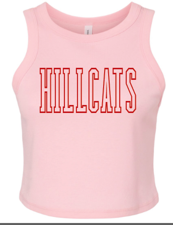 RD - pink ribbed crop tank