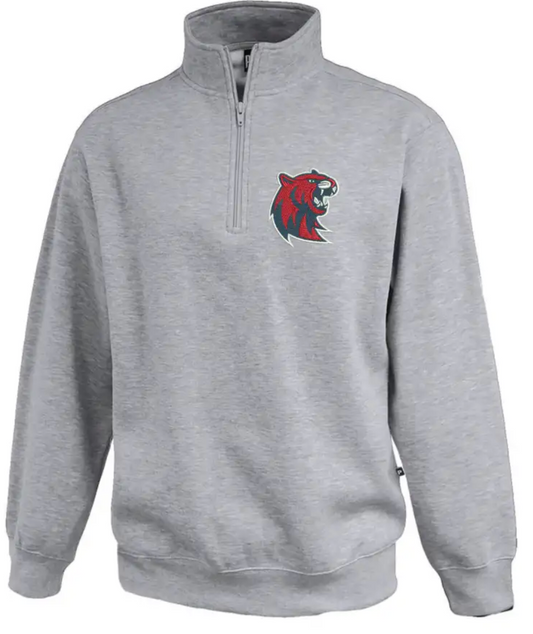 RD - grey 1/4 zip with embroidered hillcat head